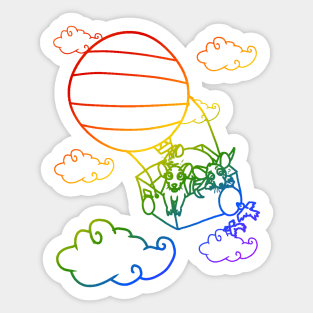 Hot Air Balloon Rats (Rainbow Version) Sticker